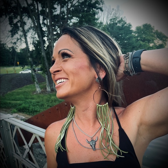 Hand Crafted Jewelry - Long fringe leather earrings